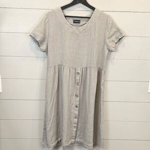 Terzo Millennio 100% linen made in Italy XL grey babydoll dress